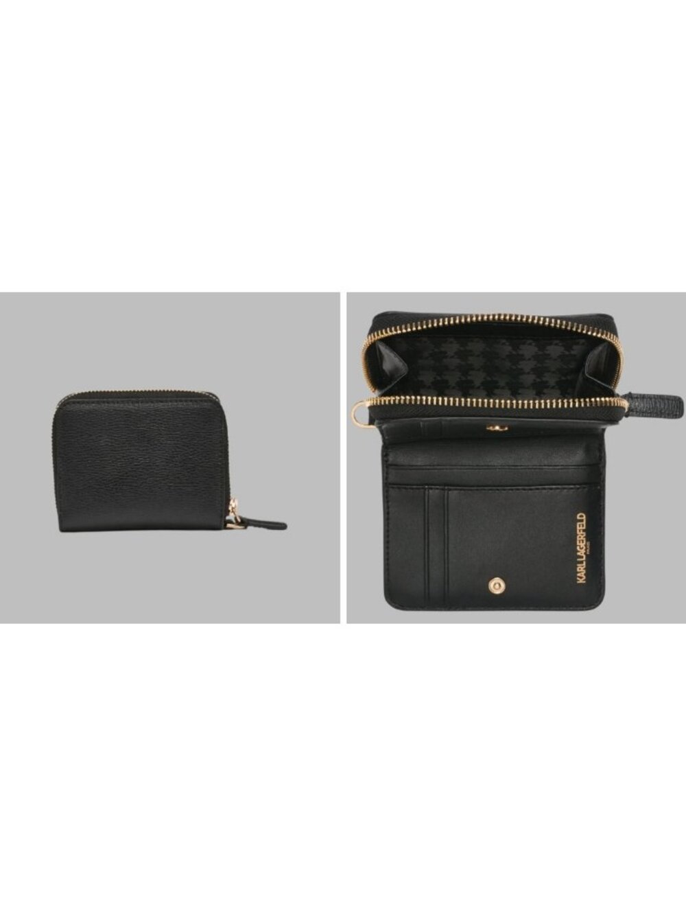 KARL LAGERFELD zip around leather small bi-fold women's wallet - Black - Picture 5 of 12